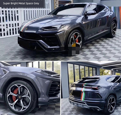 PET Serbest Bırakma Astarı Kabarcıksız Metal Alanı ile Gri Parlak Araba Vinil Wrap