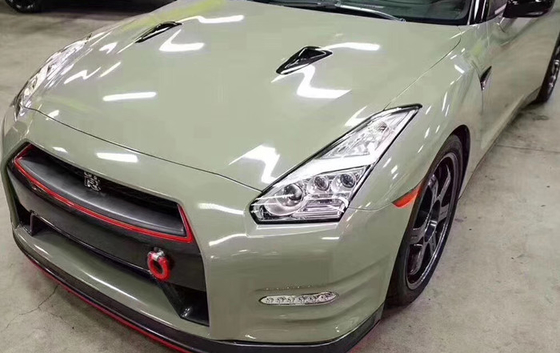 Kaydırılabilir Ultra Parlak Haki Yeşil Vinil Wrap Otomotiv Vinil Wrap 60µM