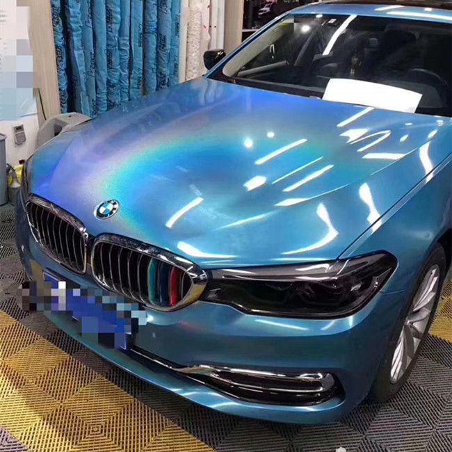 1.27m Kaydırılabilir Lazer Mavi Glitter Vinil Sargı Hava Tahliyesi parlak araba kaplaması